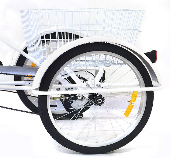 20 Zoll Dreirad mit 3 Rädern 8 Gänge für Erwachsene Erwachsenendreirad +Korb Licht Weiß