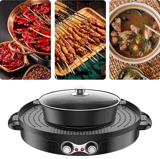 2 IN1 2200W Elektrische Hot Pots Elektro Grillpfanne Doppelte Trennung Multifunktion