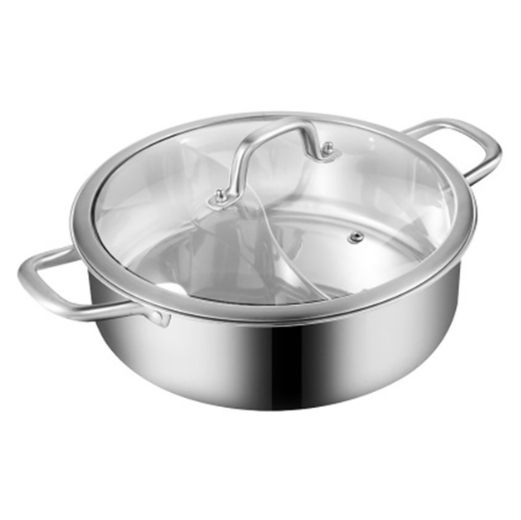 Hot Pot Topf Kochtopf 304 Edelstahl Hotpot Kocher mit 2 Suppenkellen, Trennwand und Deckel