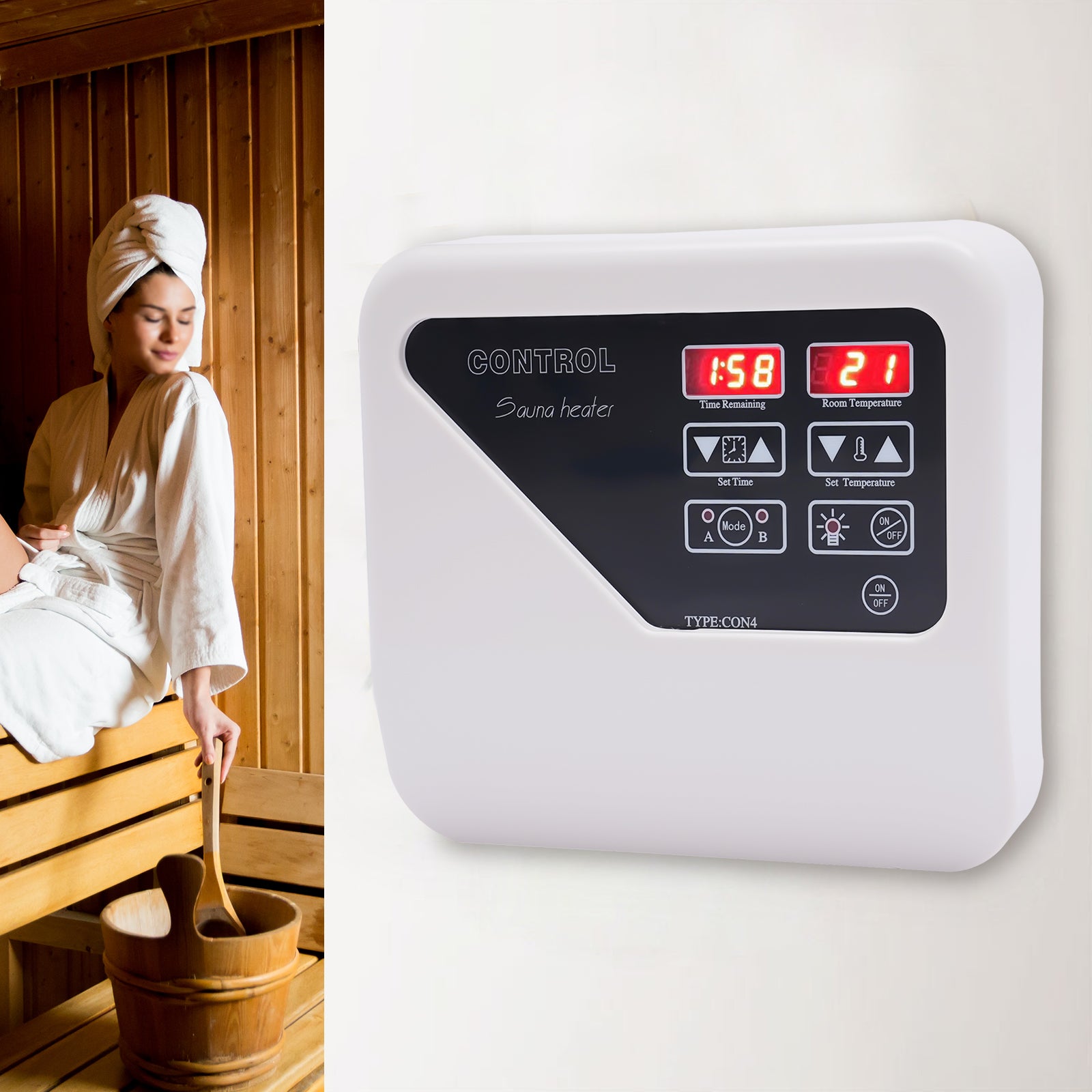 Sauna Externer Controller Saunasteuerung Saunasteuergerät 3-9KW 220V-245V 2Arbeitsmodi