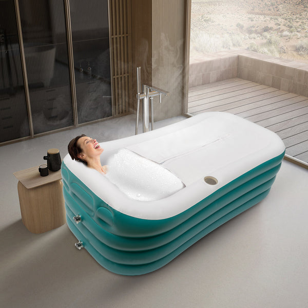 CNCEST Mobile Badewanne Aufblasbar 156 x 84 x 52cm, Faltbare Badewannen mit Elektrische Pumpe