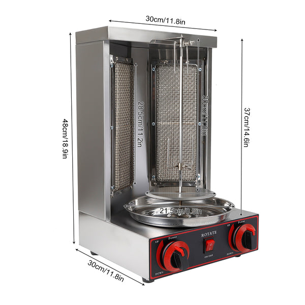 Dönergrill 3000W Elektro Gas Schaschlik-Vertikal-Multigrill Edelstahl Gyrosgrill