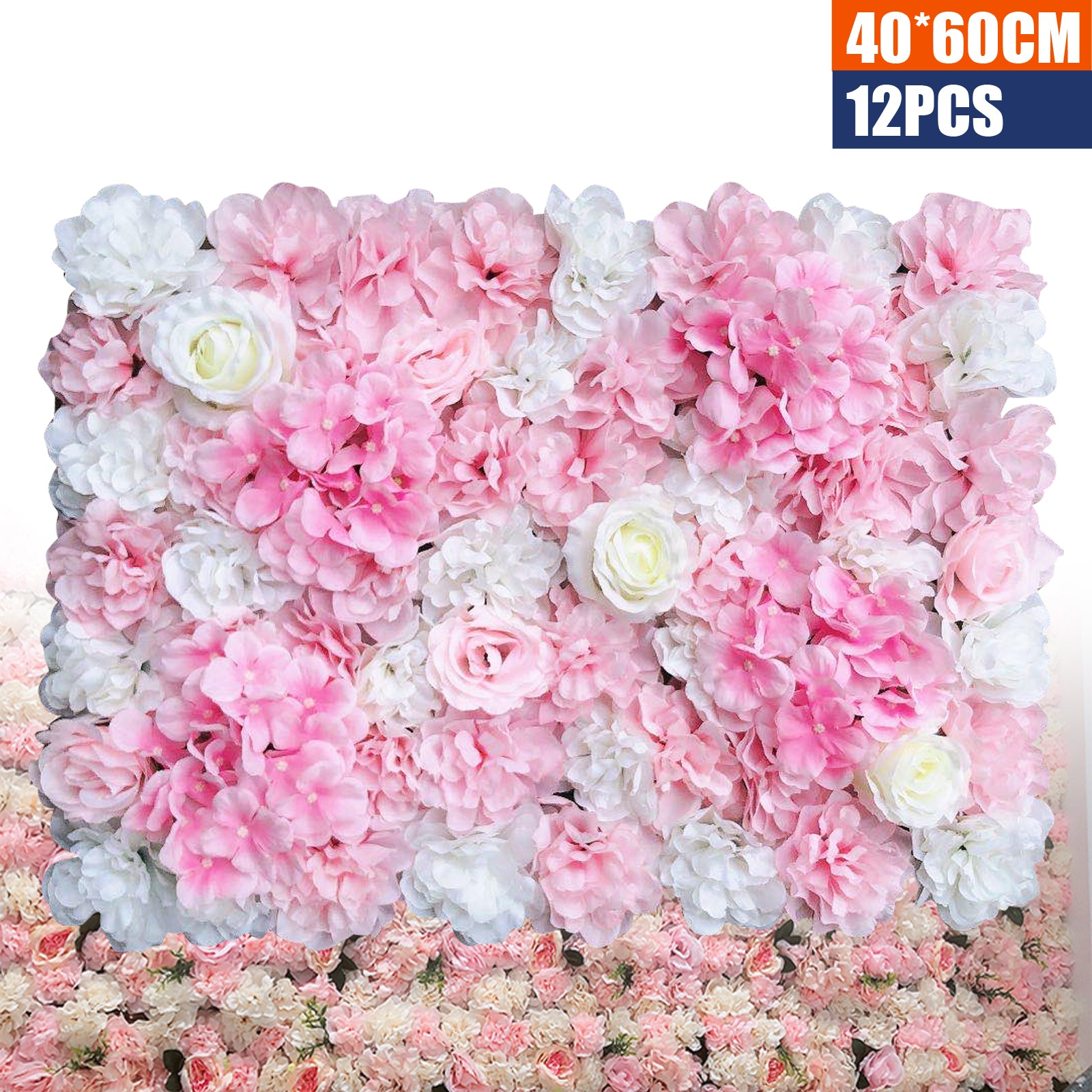 12x 40 * 60cm Künstliche Blumenwand Rosenwand DIY Hochzeit Hintergrund (Weiße Dahlie)