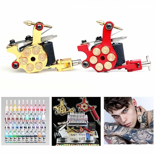 Tätowierung Tattoo Kit 2* Tätowiermaschine + 50* Nadeln + 40* Farben