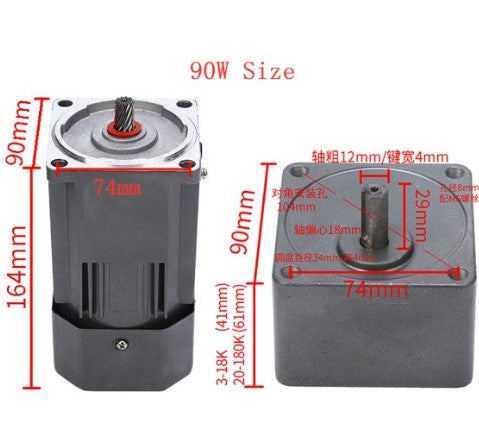 90W 220V 50K 27U/min Getriebemotor Elektromotor Wechselstrom Drehmomente mit Drehzahlregler