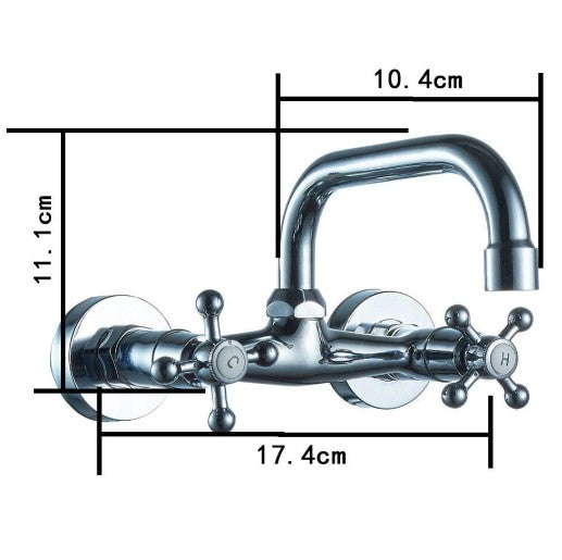 Wandmontage Wasserhahn Wandarmatur Küchenarmatur Mischbatterie Zweigriff Mischbatterie Küche Waschbecken