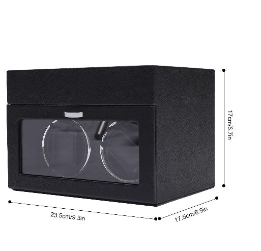 Automatischer Uhrenbeweger für 2 Automatikuhren Uhrenbox Uhrenkasten Watchwinder Box Schwarz LED-Beleuchtung