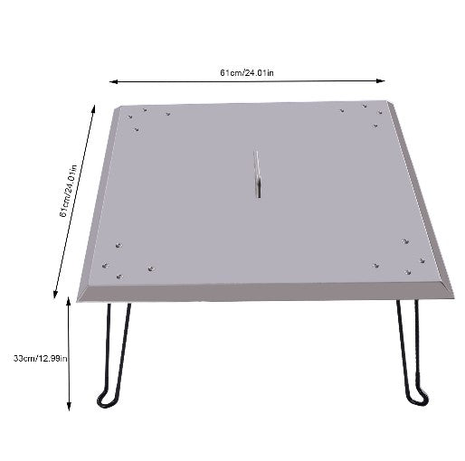 Feuerschalen Deckel Edelstahl BBQ Innenhof Terrasse Quadratisch Metall Feuerherd Deckel mit Klappbaren Beinen