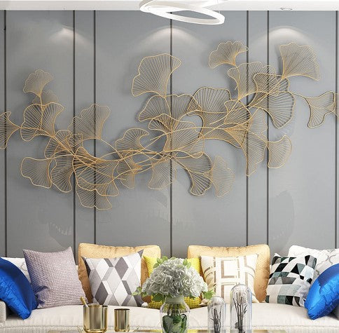 3D Metallwanddekoration Ginkgo Dekoration für Wohnzimmer Schlafz Wall Picture Metalldekoratio