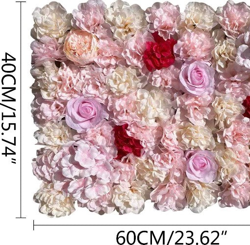 20x Künstliche Blumenwand Rosenwand DIY Schöne Hintergrunddekoration Kunstblumen Panel für Garten Hochzeit Dekor 40*60cm