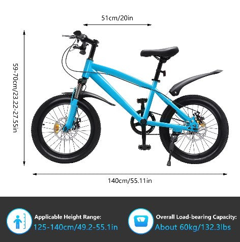 18 Zoll Kinderfahrrad Unisex Kinder Fahrrad Verstellbare Sitzhöhe Outdoor Jungen Mädchen Fahrrad