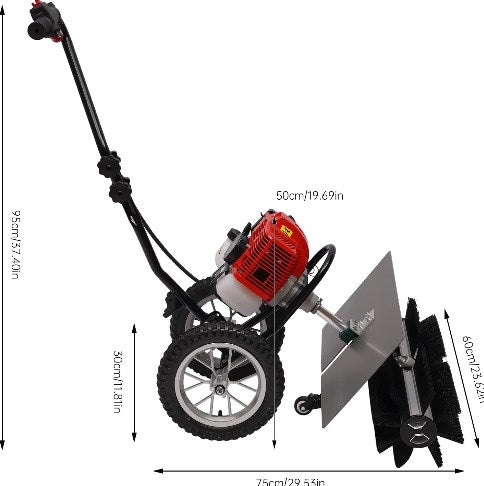 Handgeführte Kehrmaschinen 43CC 2-Takt-Motor 1,7 PS Kunstrasenbürste Power-Besen Kunstrasenbürste Power-Besen Kunstrasenkehrmaschine