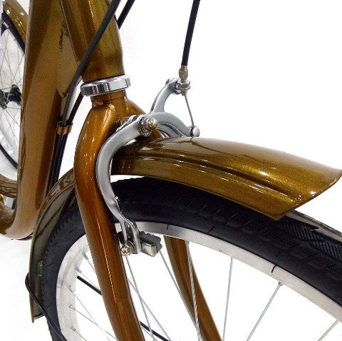 24 Zoll Erwachsenen-Dreirad mit Einkaufskorb für Erwachsene Gold