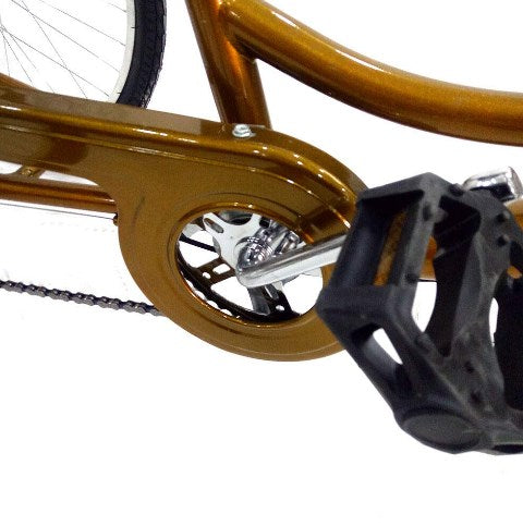 24 Zoll Erwachsenen-Dreirad mit Einkaufskorb für Erwachsene Gold