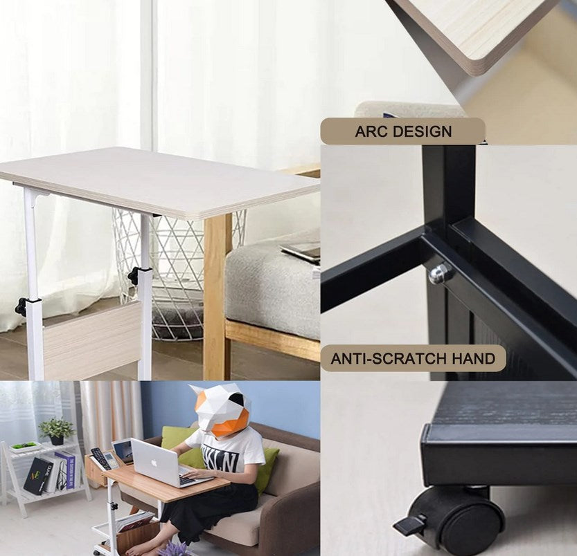 CNCEST Beistelltisch für Sofa, Wohnzimmer, mobiler Tisch aus Metall mit feststellbaren Rollen