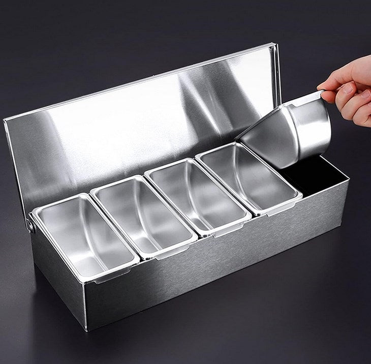 5 Stück Küche Gewürzbox Set mit Abdeckungen, Gewürzbehälter, Küchenutensilien Zutatenbehälter Edelstahl