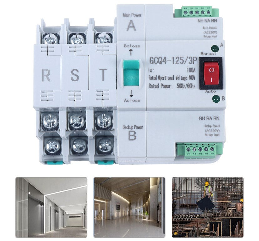 MINI Dual Power Automatic Transfer Switch 3P 100A 230V AC Schienen Installation