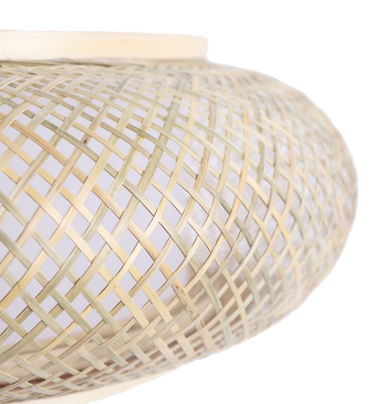 E27 50CM Deckenleuchte Bambus-Geflecht Suspension Bambus Deckenleuchte Lampe Rattan 3 Lampe Vintage Stil