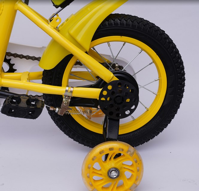 12 Zoll Gelb Kinderfahrrad mit Stützräder Korb Kinderrad Fahrrad