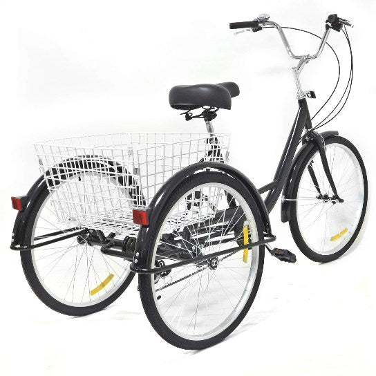 24 Zoll Dreirad für Erwachsene 8 Gang 3 Räder Fahrrad mit Korb für Senioren