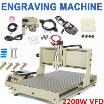 Komplette Graviermaschine Router Maschine Komplette kit 6090 Fräser 4Axis + 2,2 kW Spindelmotor + VFD + USB-Anschluss Metall Holzstecher + Werkzeugsensor professionelle Fräsmaschine