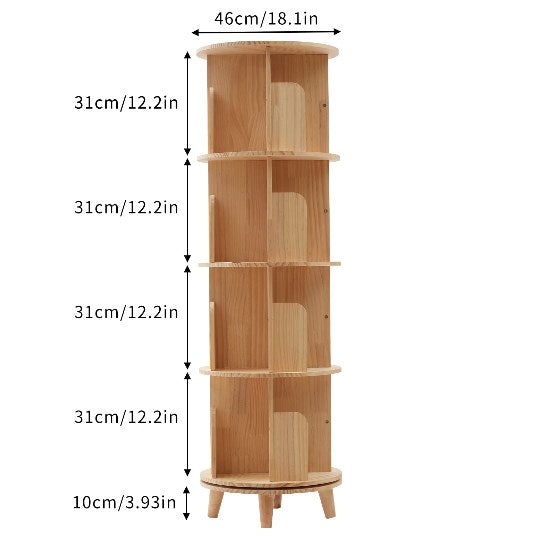 4 Lagiges Drehbares Bücherregal 360° Drehregal Aktenregal Freistehendes Regal Lagerregal Drehbares Bücherregal Standregal