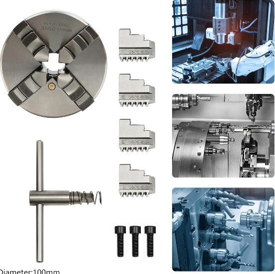 CNCEST 4 Backenfutter Drehbankfutter 80/100 mm Vierbackenfutter Zentral Backen Präzisions Chuck