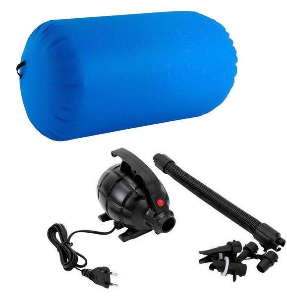 CNCEST Air Roll Aufblasbare Gymnastik Roller mit Pumpe Yoga Roll für Gymnastik Training Fitness 100x60cm (Blau)