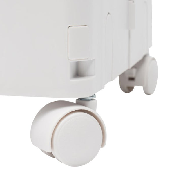 CNCEST Weiß 4-Ebenen Aufbewahrungsbox mit Deckel, Faltbare Aufbewahrungsboxen mit Rollen 24.5 x 28.5 x 166cm