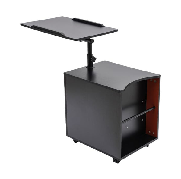 CNCEST Nachttisch mit Wendbarer Hebefläche, funktioneller drehbarer Nachttisch aus verstellbarem Holz mit Schubladen (Schwarz)