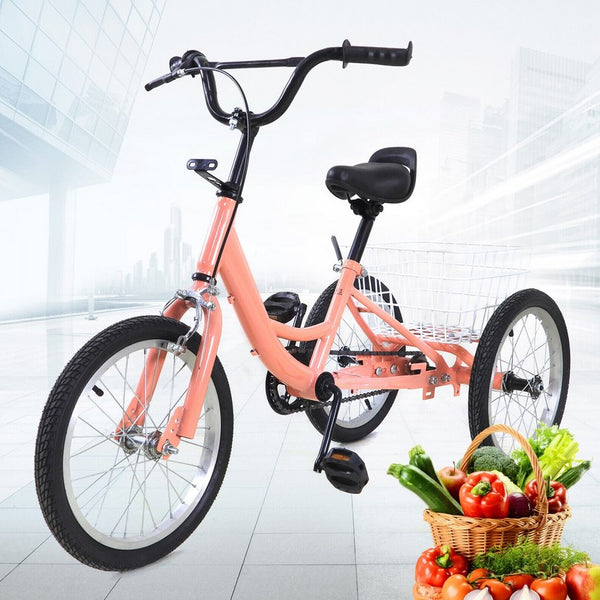 16 Zoll Kinder Dreirad 3 Rad Bike Fahrrad Kinder Trike Einzelgeschwindigkeit mit großem Korb Geschenk