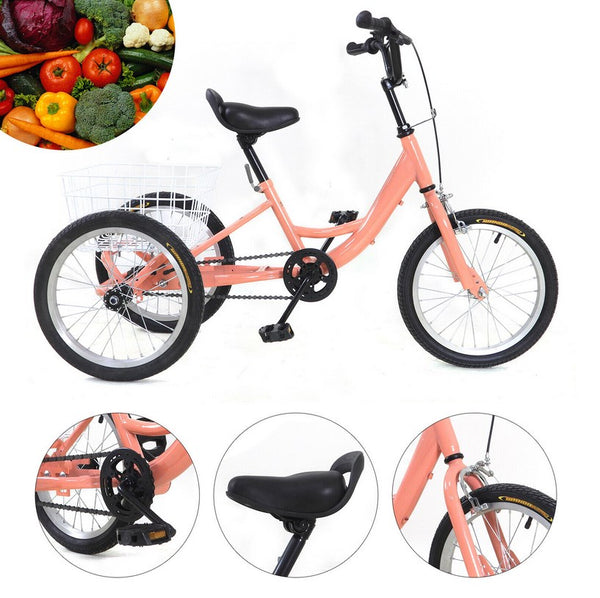 16 Zoll Kinder Dreirad 3 Rad Bike Fahrrad Kinder Trike Einzelgeschwindigkeit mit großem Korb Geschenk