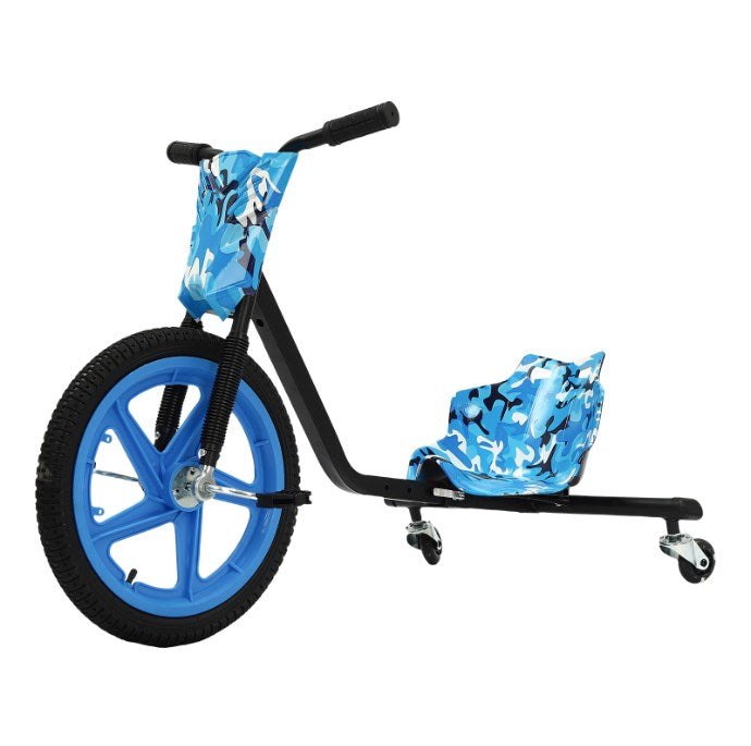 CNCEST Pedal Go Kart für Kinder, Drift Trike Dreirad Auffahrbares Spielzeug für Jungen und Mädchen ab 6 Jahre Blau Camouflage