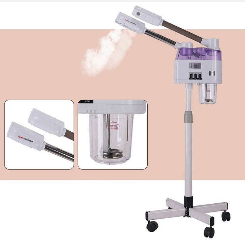 Bedampfer Gesichtsdampfer Gesichtssauna Porenreiniger Ozon Facial Steamer Verdampfe Doppelrohr Dampfgerät Schönheit Maschine