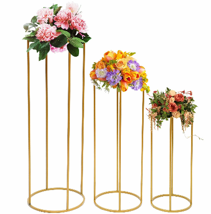 3Pcs Goldvasen für Hochzeit Herzstück Tische, Metall Blumenboden Vase 59/79/100cm Blumenständer