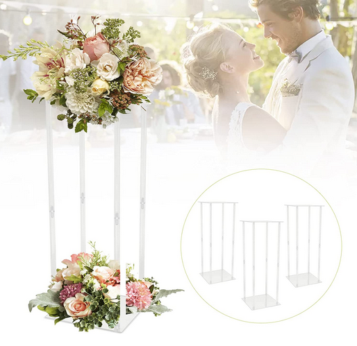 Acrylvasen Hochzeit Mittelstücke für Tische, Hochzeitsvase Säule, Klare Säulen Blumenständer