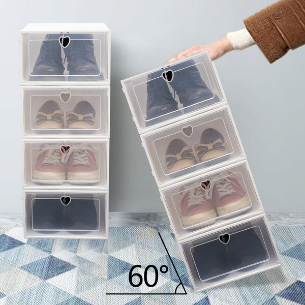 20× Schuhkarton Schuhboxen Kunststoff Transparent Schuhbox Aufbewahrung Stapelbox + Deckel