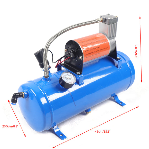 CNCEST Lufthorn-Bausatz 6 Liter mit 150 PSI 12v 6L Luft Kompressor Compressor 4 Trompete