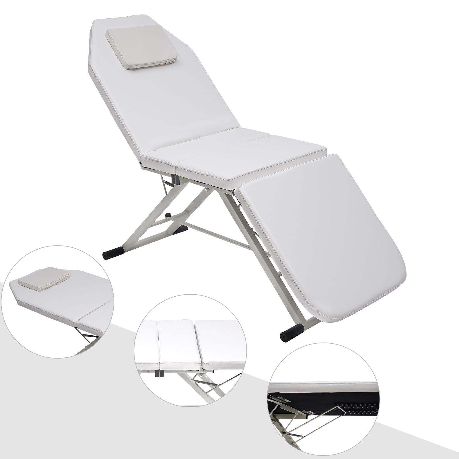 Klappbar Massageliege SPA Salon Bett Kosmetikbett Massagetisch (Weiß)