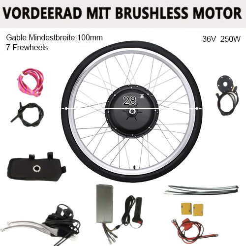 28" 250W 36V Vorderrad E-Bike Elektrofahrrad Umbausatz Wasserdicht E-Bike Conversion Kit Frontmotor