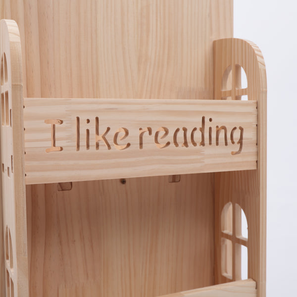 Großes Kinderbuchregal aus Holz, 360 Grad drehbares Bücherregal in Hausform Bodenregal Kinderbuchregal
