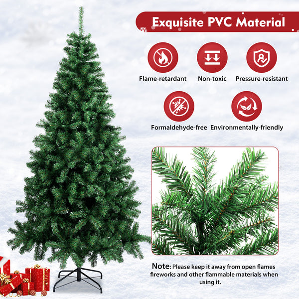 7FT Weihnachtsbaum Künstlicher Fake Fluffy Xmas Trees Holiday Decoration mit Metall faltbar Stand