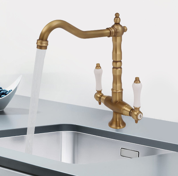 360° Swivel Antiqu Brass Basin Mixer Sink Kitchen Faucet Tap Ceramic Handle
