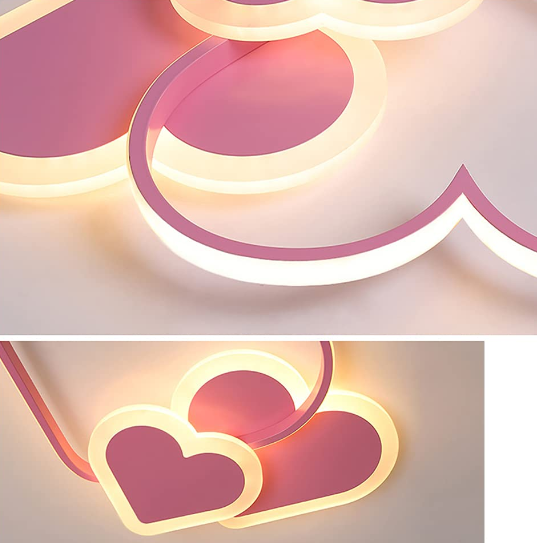 Herzförmige LED Kinderzimmerlampe Deckenleuchte Dimmbar Mit Fernbedienung Rosa Deckenlampe