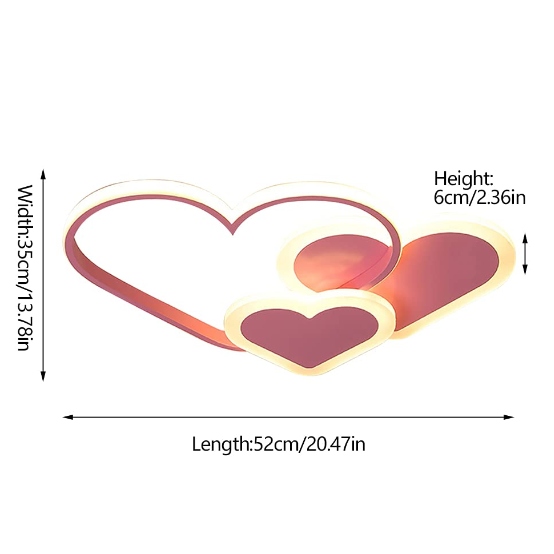 Herzförmige LED Kinderzimmerlampe Deckenleuchte Dimmbar Mit Fernbedienung Rosa Deckenlampe