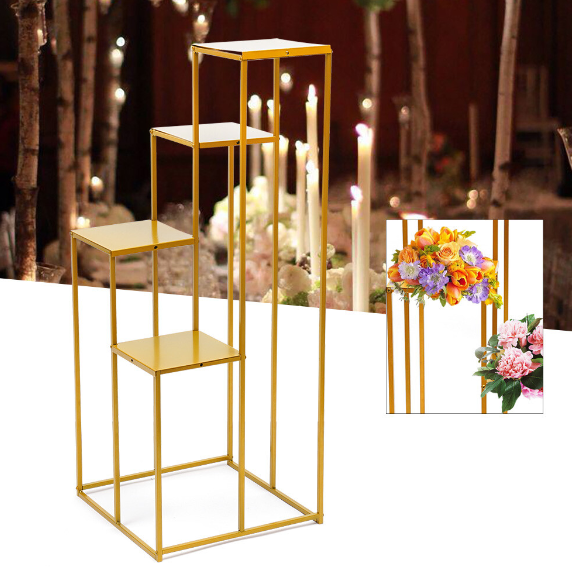 Vasenständer Blumenständer Hochzeit Metall Kunst Geometrischer Blumenständer Gold