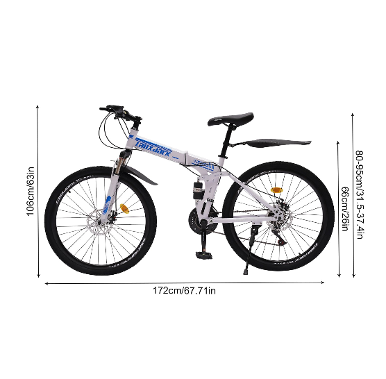 26 Zoll Mountainbike Erwachsene Klappfahrräd Jungen Camping Folding Bike Faltbarer Wagen 21 Gang Schaltung Vollfederung Fahrräder