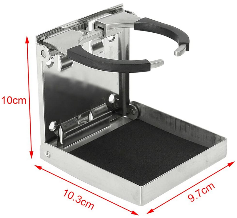 Größe:10*10.3*9.7cm, enthalten 2 x Verstellbarer klappbarer Getränkehalter.    2x Edelstahl Becherhalter Getränkehalter Klappbar Halter Für Auto Boot Marine