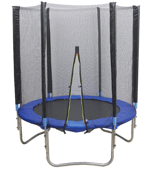 150cm Trampolin Komplettset mit Sicherheitsnetz Blau Outdoor Sprungfedern Gartentrampolin