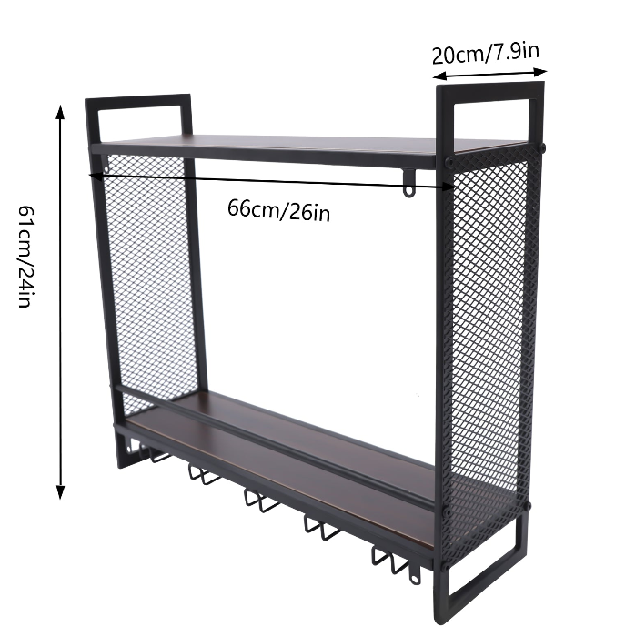 2-Lager Weinregal Wandmontage Weinglas Kelch Flasche Halter Bar Lagerung Schrank